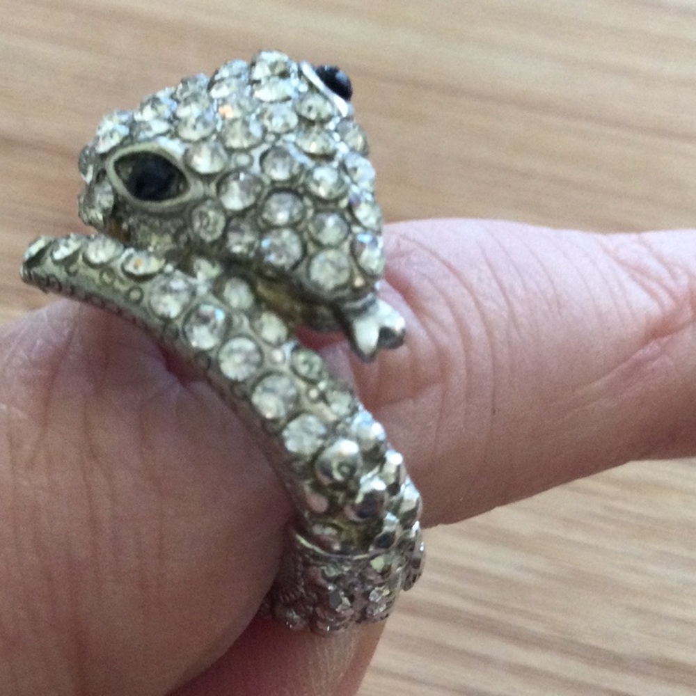 Silver & Rhinestone Snake Ring - Picture 3 of 5